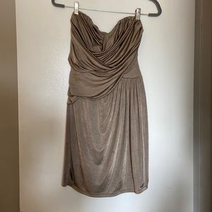 Semi formal tan color size medium strapless dress from Xpress